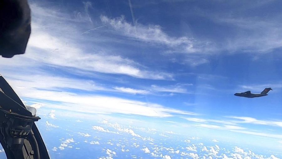 This handout photo from the Royal Malaysian Air Force taken on May 31, 2021 and released on June 1, 2021 shows a Chinese People's Liberation Army Air Force (PLAAF) Xian Y-20 aircraft that Malaysian authorities said was in the airspace over Malaysia's maritime zone near the coast of Sarawak state on Borneo island. (Royal Malaysian Air Force via AP)