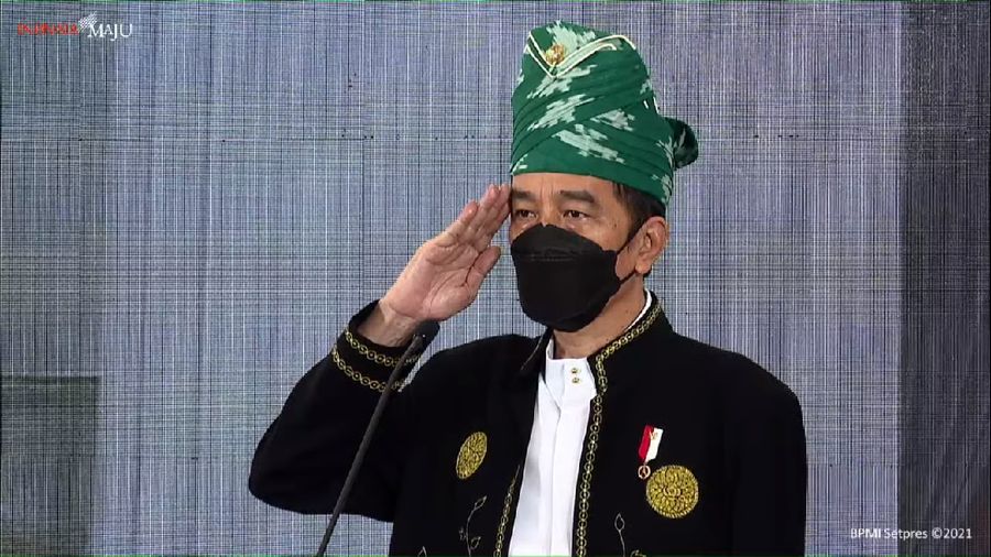 Presiden RI, Joko Widodo (Jokowi) di Upacara Peringatan Hari Lahir Pancasila Tahun 2021, Istana Kepresidenan Bogor, (BPMI Setpres 2021) 1 Juni 2021. (BPMI)