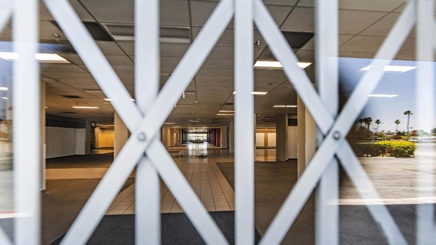 This Thursday, May 27, 2021, photo shows the closed Sears in Buena Park Mall in Buena Park, Calif. California state lawmakers are grappling with a particularly 21st-century problem: What to do with the growing number of shopping malls and big-box retail stores left empty by consumers shifting their purchases to the web. A possible answer in crowded California cities is to build housing on these sites, which already have ample parking and are close to existing neighborhoods. (AP Photo/Damian Dovarganes)