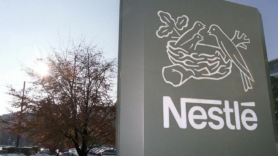 FILES --- Logo of Nestle SA, the world's largest food company, at their headquarters in Vevey, Switzerland, Nov. 24, 1999. Nestle SA, the world's biggest food and drink company, said Thursday that sales for the first nine months fell 2.2 percent as the strong Swiss franc and weakened demand hurt overall performance. (AP Photo/Keystone, Laurent Gillieron)