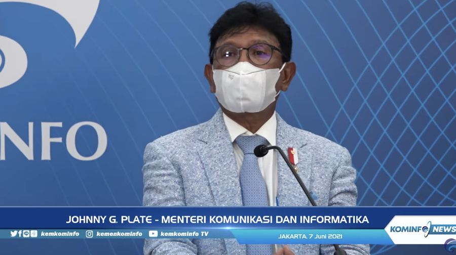 Menteri Komunikasi dan Informatika Johnny G Plate (Tangkapan Layar Youtube Kemkominfo TV)