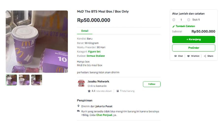 Akun bernama tokojiedd di Shopee menjual produk dengan judul 