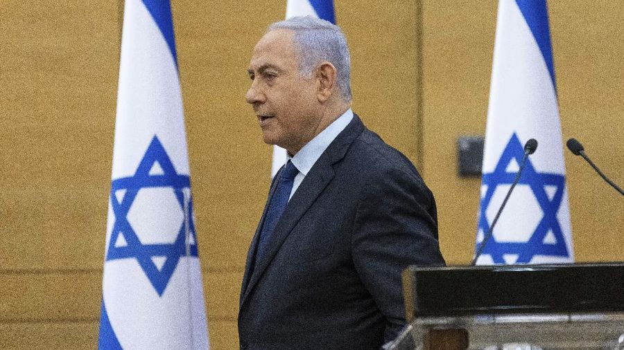 FILE - In this May 30, 2021, file photo, Israeli Prime Minister Benjamin Netanyahu speaks to the Israeli Parliament in Jerusalem. If all goes according to plan, Israel will swear in a new government on Sunday, June 13, putting an end to Prime Minister Benjamin Netanyahu’s record 12-year rule and a political crisis that led to four elections in less than two years. (Yonatan Sindel/Pool via AP, File)