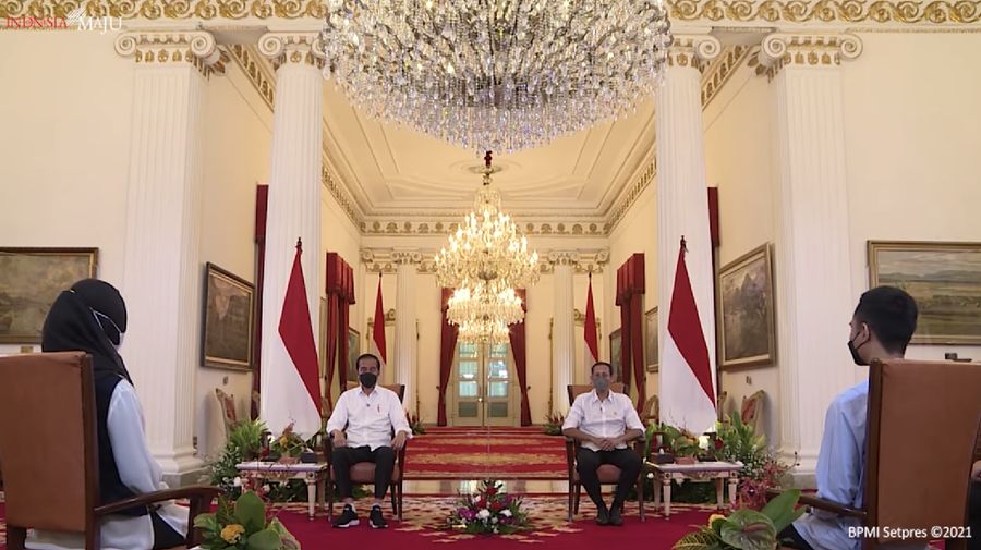 Bincang Bersama Presiden Jokowi dalam rangka Festival Kampus Merdeka, Jakarta, Selasa (15/6/2021). (Tangkapan layar Setres RI)