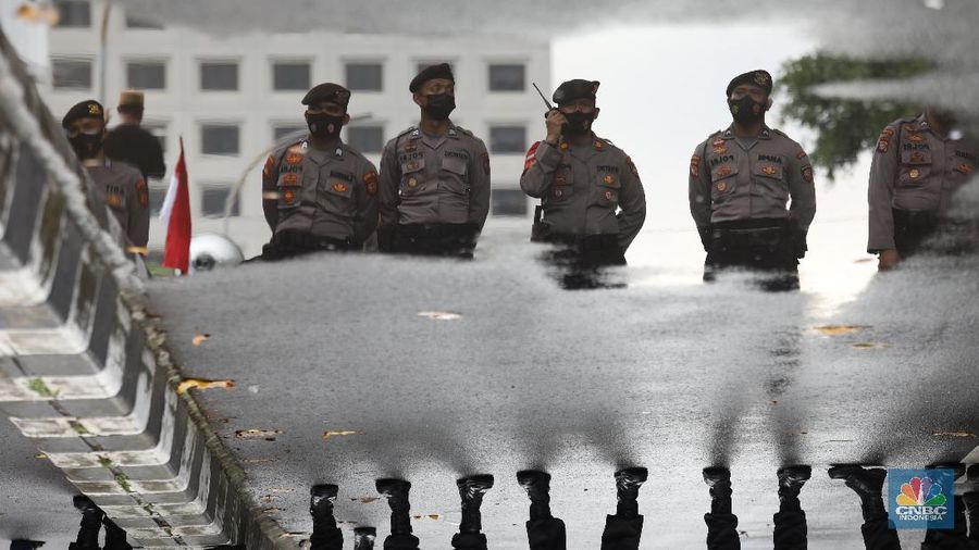 Demo BEM SI di KPK. (CNBC Indonesia/Andrean Kristianto)