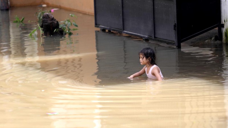 Ilustrasi banjir di Perumahan Bekasi. (CNBC Indonesia/Muhammad Sabki)