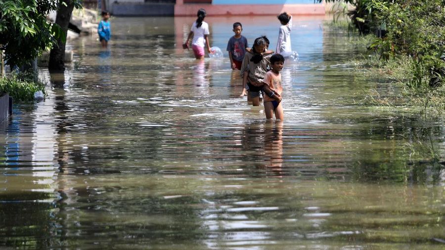 Ilustrasi banjir di Perumahan Bekasi. (²©²ÊÍøÕ¾/Muhammad Sabki)