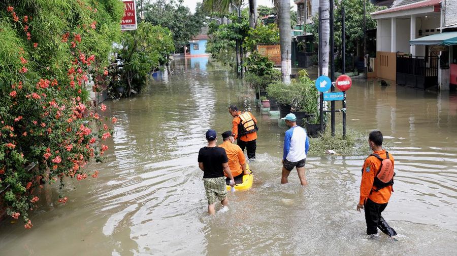 Ilustrasi banjir di Perumahan Bekasi. (CNBC Indonesia/Muhammad Sabki)
