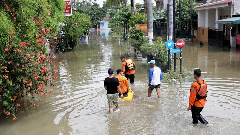 Ilustrasi banjir di Perumahan Bekasi. (CNBC Indonesia/Muhammad Sabki)
