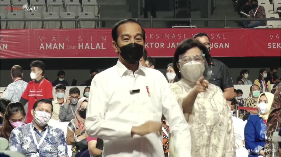 LIVE: Presiden RI Tinjau Vaksinasi Covid-19 bagi Pelaku Sektor Jasa Keuangan, Jakarta, 16 Juni 2021/ Youtube: Setpres