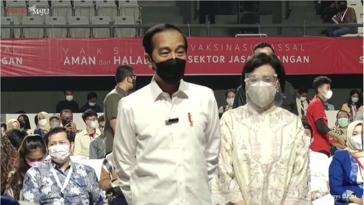 LIVE: Presiden RI Tinjau Vaksinasi Covid-19 bagi Pelaku Sektor Jasa Keuangan, Jakarta, 16 Juni 2021/ Youtube: Setpres