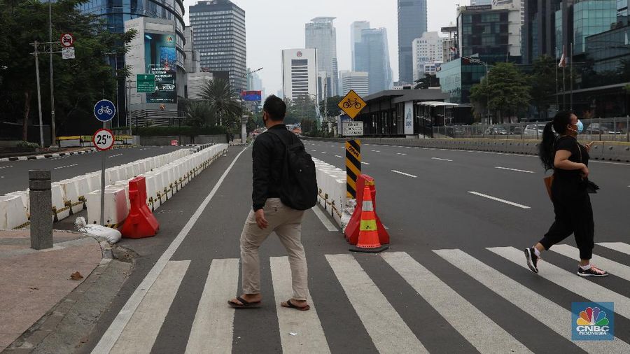 Ilustrasi jalur sepeda di Jakarta. (CNBC Indonesia/Andrean Kristianto)