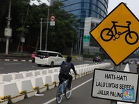 Penampakan Jalur Sepeda DKI Rp28 M yang akan Dibongkar Polisi