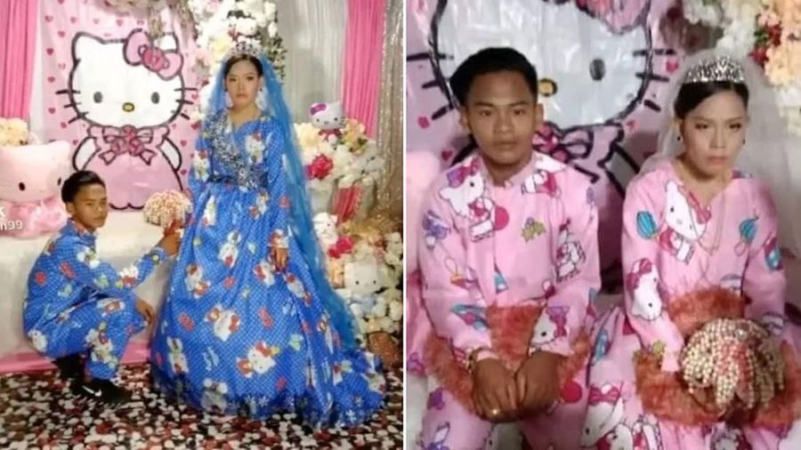 TikToker Menikah Dengan Gaun Pengantin Bertema Hello Kitty. Ist