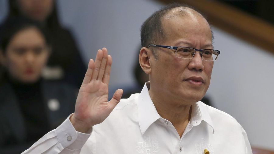 Former Philippine President Benigno Aquino III takes his oath during the continuation of the Philippine Senate probe on the controversial anti-dengue vaccine Dengvaxia Thursday, Dec. 14, 2017 in suburban Pasay city, south of Manila, Philippines. The controversial vaccine, manufactured by Sanofi Pasteur and administered to more than 830,000 schoolchildren and adults, was put on hold by the Philippines after new study findings showed it posed risks of severe cases in people without previous infection. (AP Photo/Bullit Marquez)