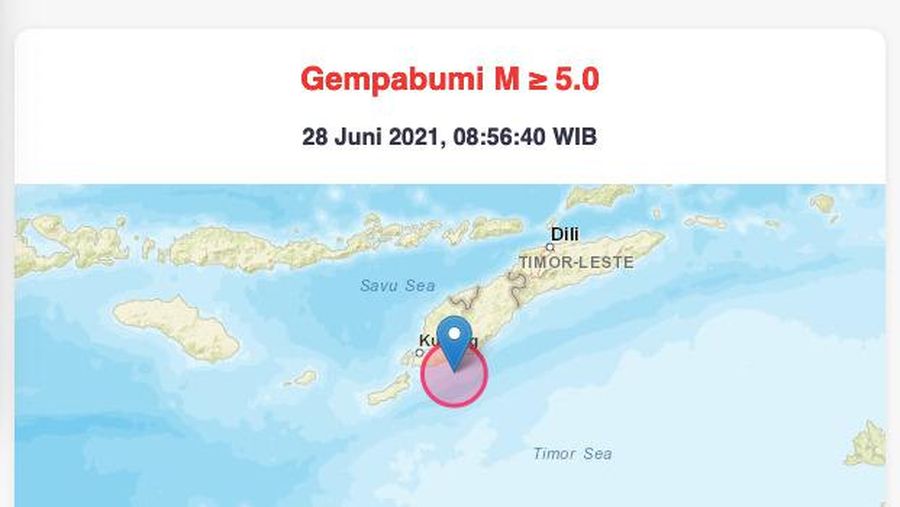 Gempa Bumi dengan Magnitudo (M) 5,1 Pukul 08:56:40 Wib
