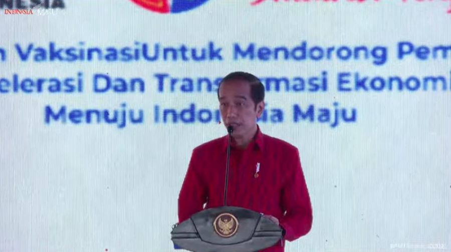 Presiden Joko Widodo Saat Peresmian Pembukaan MUNAS VIII Kamar Dagang dan Industri Indonesia, Kota Kendari, 30 Juni 2021. (Tangkapan Layar Youtube Sekretariat Presiden)