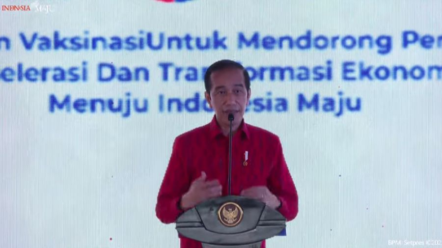 Presiden Joko Widodo Saat Peresmian Pembukaan MUNAS VIII Kamar Dagang dan Industri Indonesia, Kota Kendari, 30 Juni 2021. (Tangkapan Layar Youtube Sekretariat Presiden)