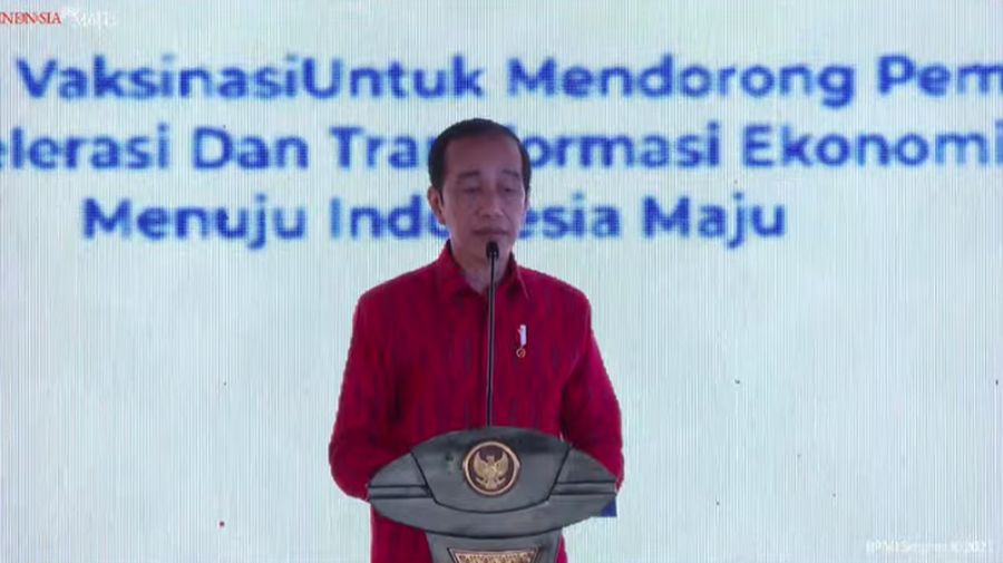 Presiden Joko Widodo Saat Peresmian Pembukaan MUNAS VIII Kamar Dagang dan Industri Indonesia, Kota Kendari, 30 Juni 2021. (Tangkapan Layar Youtube Sekretariat Presiden)
