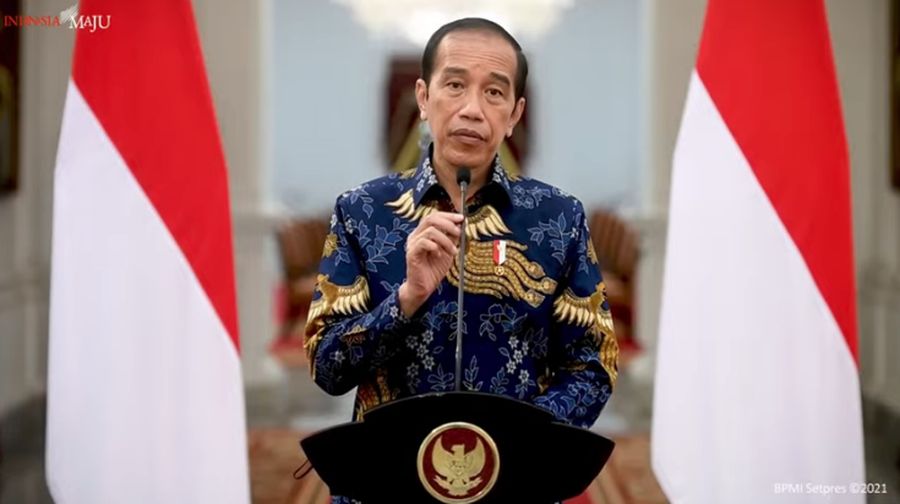 Keterangan Pers Presiden Joko WidodoI terkait PPKM Darurat, Istana Merdeka, 1 Juli 2021. (Tangkapan Layar Sekretariat Presiden)