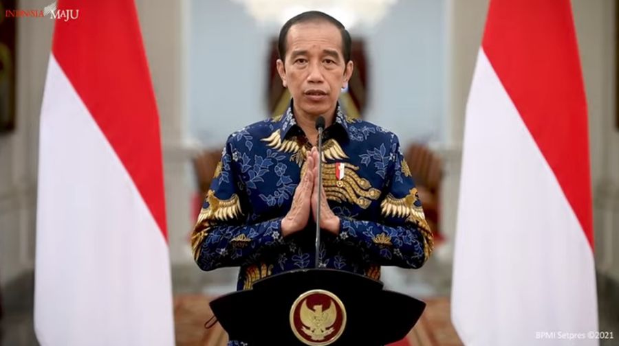 Keterangan Pers Presiden Joko WidodoI terkait PPKM Darurat, Istana Merdeka, 1 Juli 2021. (Tangkapan Layar Sekretariat Presiden)