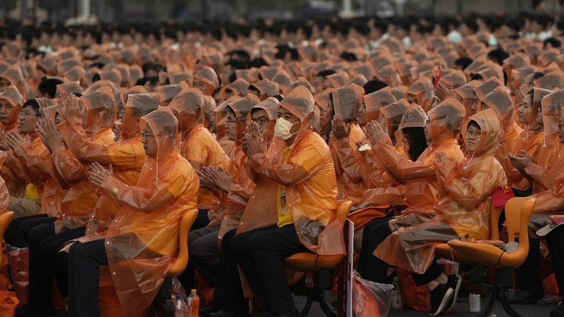 A screen shows Chinese President Xi Jinping speak during a ceremony to mark the 100th anniversary of the founding of the ruling Chinese Communist Party at Tiananmen Square in Beijing Thursday, July 1, 2021. (AP Photo/Ng Han Guan)