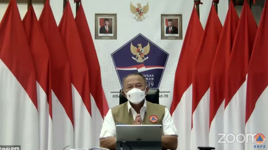 Kepala BNPB selaku Ketua Satgas Penanganan COVID-19, Letjen TNI Ganip Warsito Saat Sosialisasi Pengaturan Perjalanan Selama Pemberlakuan PPKM Darurat. (Tangkapan Layar Youtube @BNPB Indonesia)