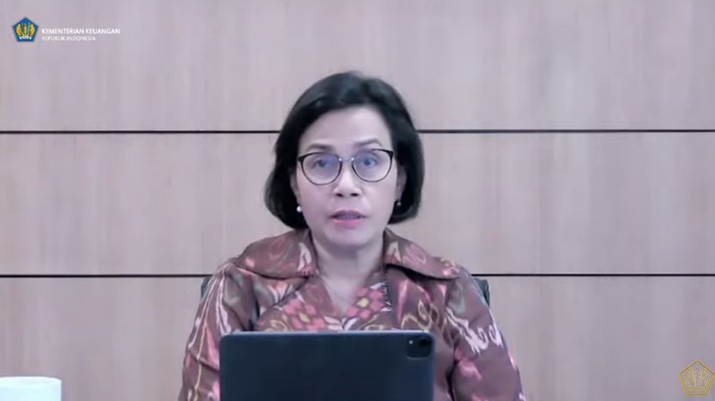 Menteri Keuangan Sri Mulyani dalam Konferensi Pers : Aspek APBN Terhadap Implementasi PPKM Darurat. (Tangkapan Layar Youtube Kementerian Keuangan)