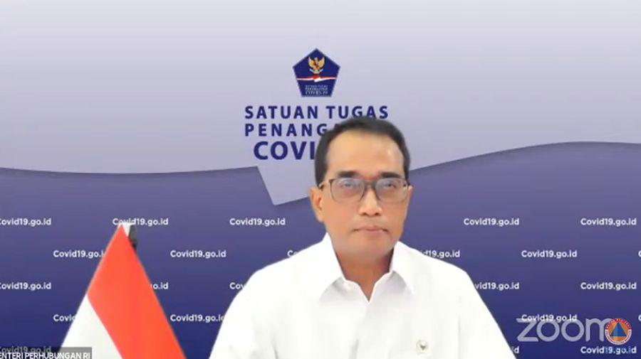 Menteri Perhubungan, Budi Karya Sumadi Saat Sosialisasi Pengaturan Perjalanan Selama Pemberlakuan PPKM Darurat. (Tangkapan Layar Youtube @BNPB Indonesia)