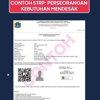 Ini Dia Surat Khusus STRP Bagi Pekerja DKI Saat PPKM Darurat