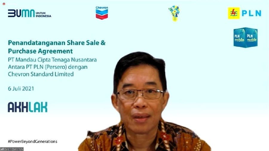 PLT tandatangan jual beli saham (SPA) dengan Chevron Standard Limited (CSL). (Dok: PLN)