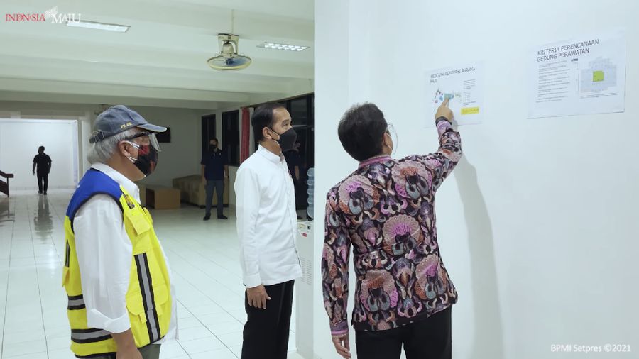 Presiden Jokowi tinjau kesiapan Asrama Haji sebagai RS Darurat Covid 19, Jakarta Timur, (5/7/2021). (Dok: Tangkapan layar youtube setpres RI)
