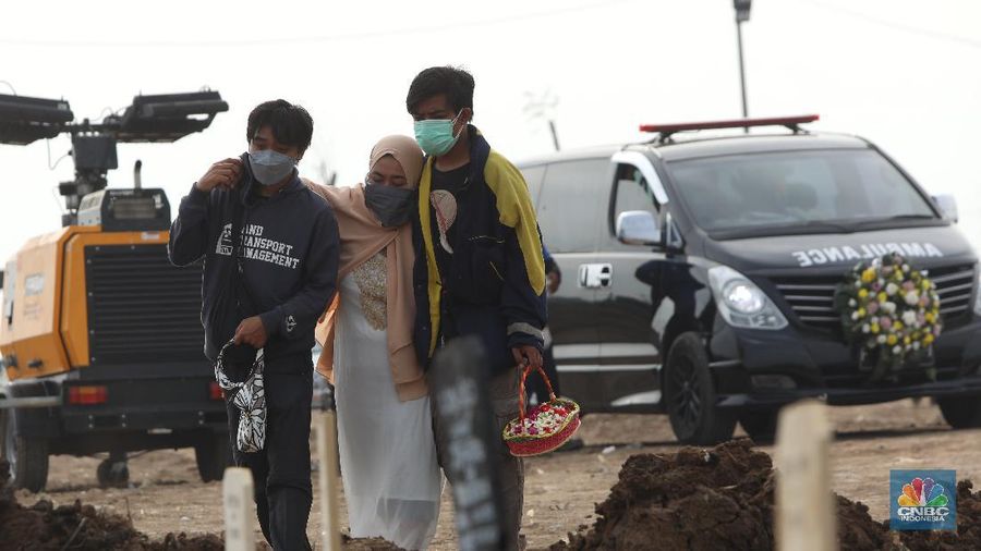 Makam Covid-19 di TPU Rorotan, Jakarta (CNBC Indonesia/Andrean Kristianto)