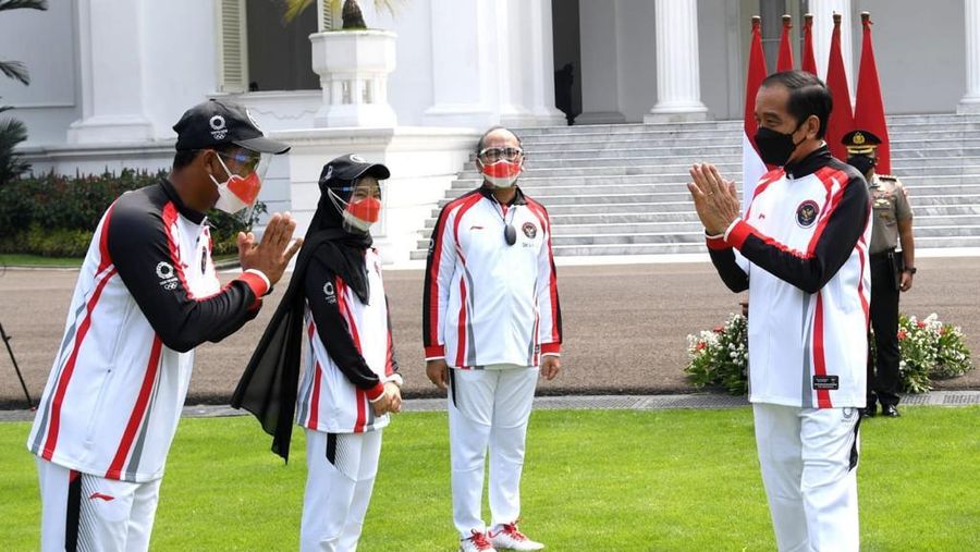 Pelepasan Tim Indonesia Menuju Olimpiade Tokyo Tahun 2021, 8 Juli 2021. (Dok: Biro Pers Sekretariat Presiden)