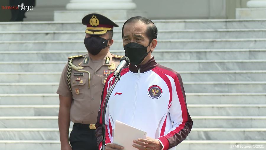 Pelepasan Tim Indonesia Menuju Olimpiade Tokyo Tahun 2021, 8 Juli 2021. (Dok: Tangkapan lYr toutube Setrpes RI)