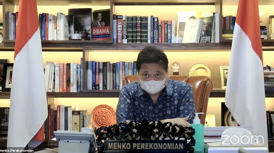 Airlangga Hartanto Konferensi Pers PPKM Darurat Luar Jawa Bali. (Tangkapan layar Prekonomian RI)
