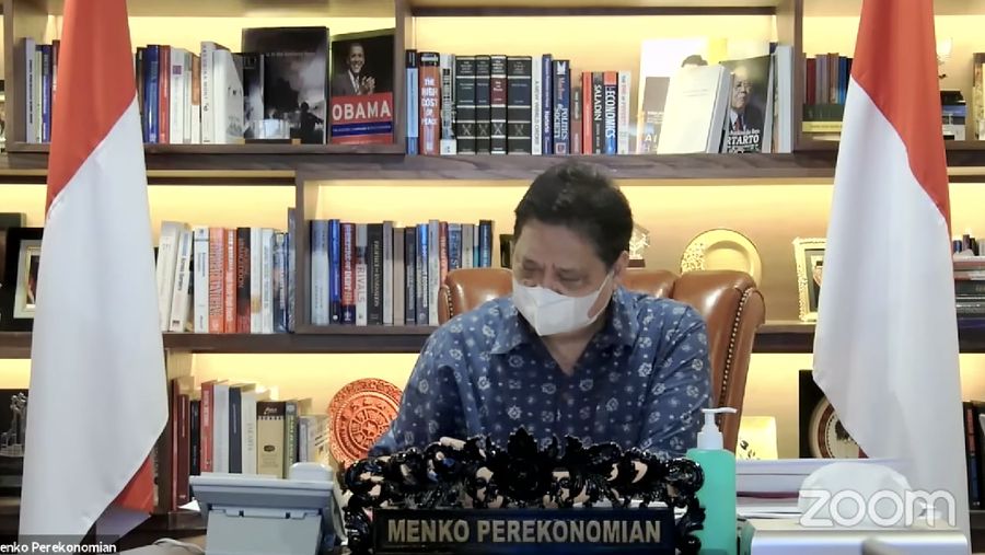 Airlangga Hartanto Konferensi Pers PPKM Darurat Luar Jawa Bali. (Tangkapan layar Prekonomian RI)