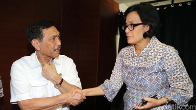 Menko Kemaritiman Luhut Pandjaitan dan Menkeu Sri Mulyani/Foto: Ari Saputra, Detik