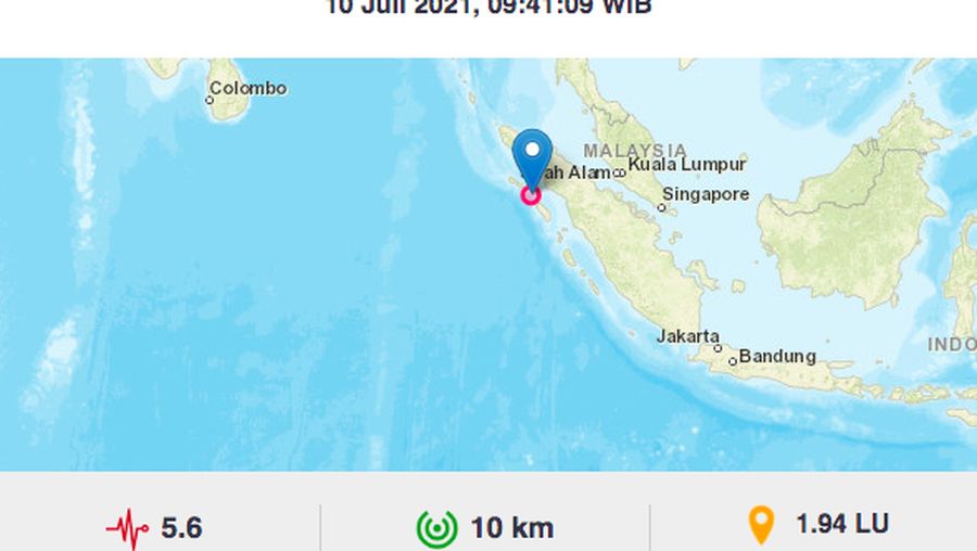 Gempa Nias Utara, Sabtu 10 Juli 2021