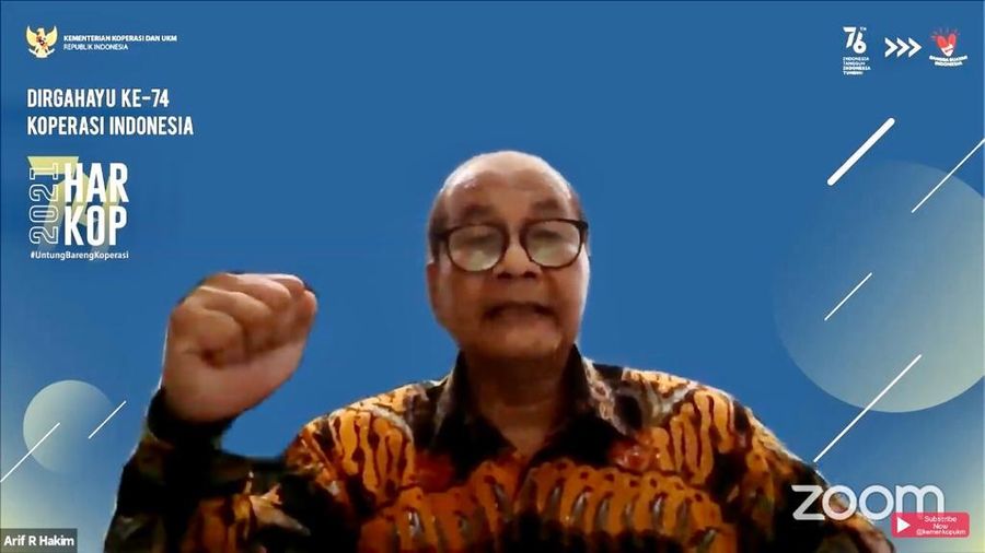 Sekretaris Kementerian Koperasi dan UKM Arif Rahman Hakim, dalam wabinar Hari Koperasi ke-74 Tahun 2021,
