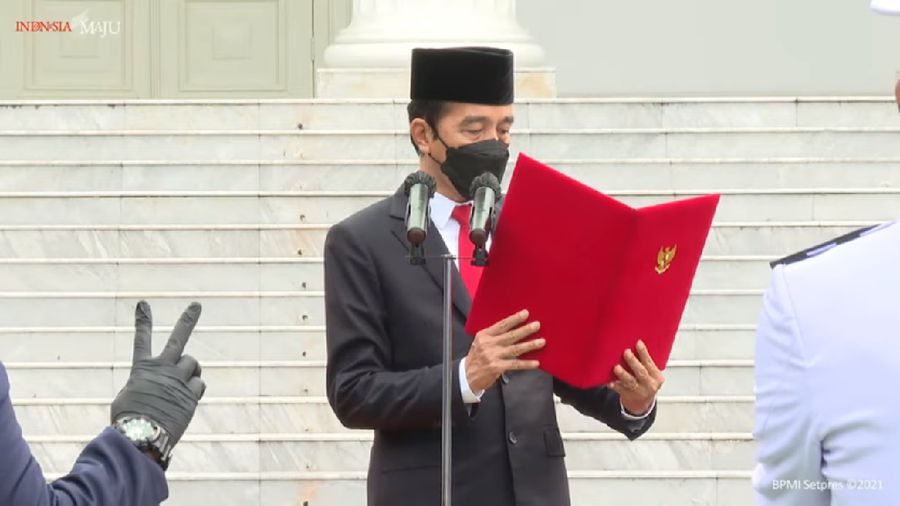 Prasetya Perwira TNI dan Pelantikan Perwira Polri Tahun 2021, Istana Merdeka, 13 Juli 2021. (Youtube/ Sekretariat Presiden)