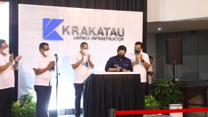 Menteri Badan Usaha Milik Negara (BUMN) Erick Thohir meresmikan subholding PT Krakatau Sarana Infrastruktur (KSI), Kamis 15 Juli 2021/dok KRAS