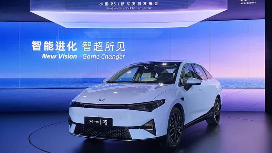 Xpeng Motors meluncurkan sedan P5 di sebuah acara di Guangzhou, Cina pada 14 April 2021.(Arjun Kharpal | CNBC)