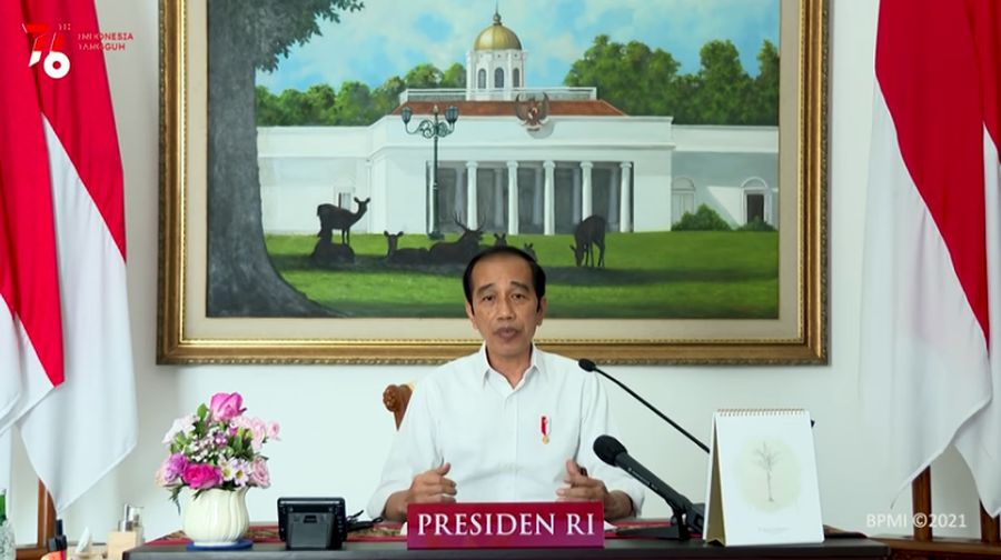 Presiden Jokowi Saat Pengarahan Presiden Republik Indonesia Kepada Kepala Daerah Se Indonesia Tahun 2021, 19 Juli 2021. (Tangkapan Layar Youtube Sekretariat Presiden)