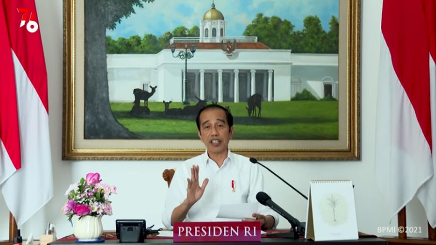 Presiden Jokowi Saat Pengarahan Presiden Republik Indonesia Kepada Kepala Daerah Se Indonesia Tahun 2021, 19 Juli 2021. (Tangkapan Layar Youtube Sekretariat Presiden)