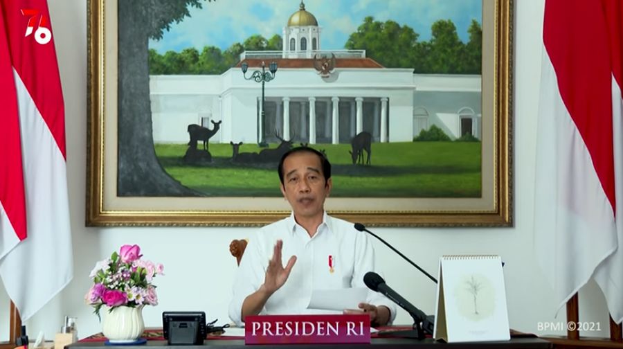 Presiden Jokowi Saat Pengarahan Presiden Republik Indonesia Kepada Kepala Daerah Se Indonesia Tahun 2021, 19 Juli 2021. (Tangkapan Layar Youtube Sekretariat Presiden)