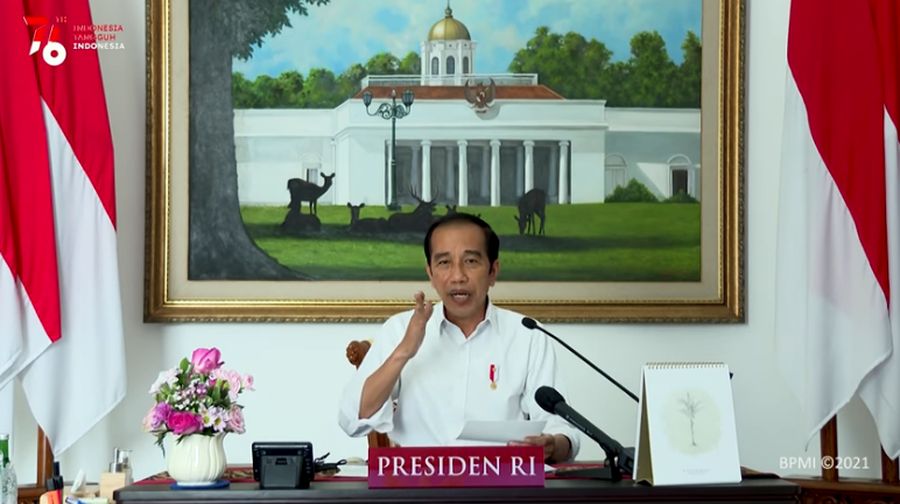 Presiden Jokowi Saat Pengarahan Presiden Republik Indonesia Kepada Kepala Daerah Se Indonesia Tahun 2021
