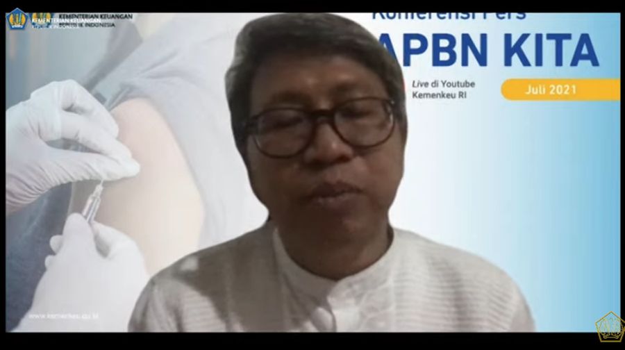 Direktur Jenderal Perimbangan Keuangan (Dirjen PK), Astera Primanto Bhakti Saat Konferensi Pers APBN KITA Juli 2021. (Tangkapan Layar Youtube Kemenkeu RI)