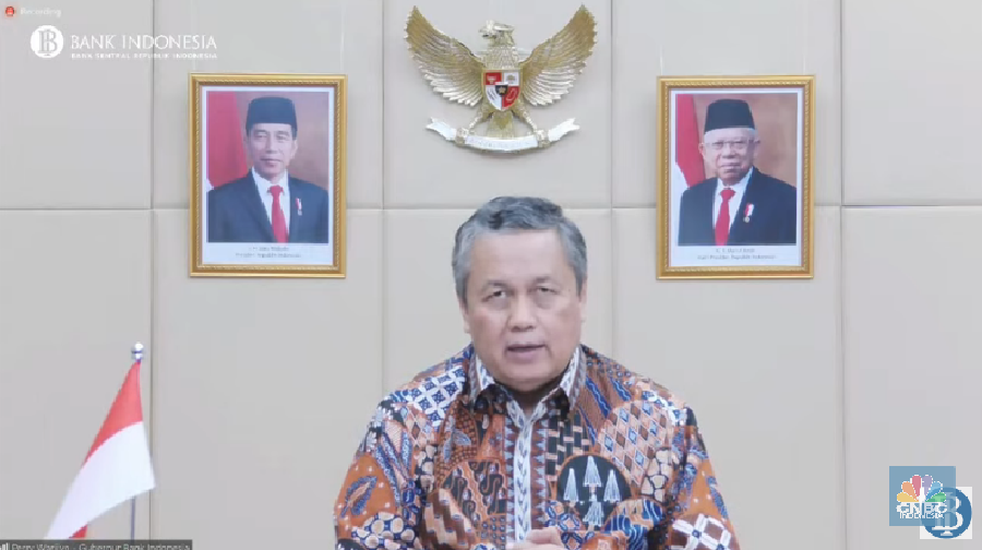 Gubernur Bank Indonesia, Perry Warjiyo Saat Pengumuman Hasil Rapat Dewan Gubernur Bulan Juli 2021 dengan Cakupan Triwulanan (Tangkapan Layar Youtube  Bank Indonesia)