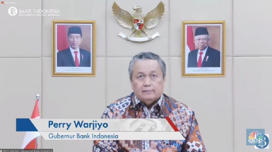 Gubernur Bank Indonesia, Perry Warjiyo Saat Pengumuman Hasil Rapat Dewan Gubernur Bulan Juli 2021 dengan Cakupan Triwulanan (Tangkapan Layar Youtube  Bank Indonesia)